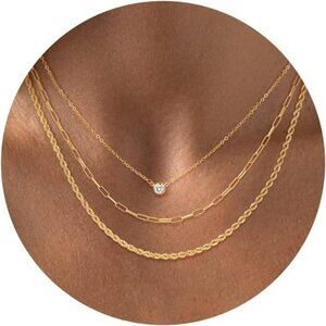 Gold Layered Diamond Necklace for Women